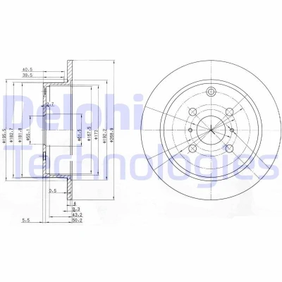 Billede af DELPHI BG3867 Bremseskiver 269 9 4 fuldstændigt olieret ubehandlet uden hjullejer, ABS sensorring TOYOTA: Corolla IX Hatchback, Yaris I Hatchback