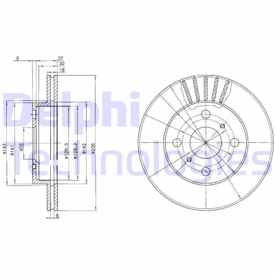 Billede af DELPHI BG3519 Bremseskiver 235 18 4 ventileret olieret ubehandlet uden hjullejer, ABS sensorring TOYOTA: Yaris I Hatchback, Verso