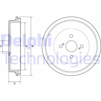 Billede af DELPHI BF560 Bremsetromler uden ABS sensorring, hjullejer, leje 284 TOYOTA: Yaris III Hatchback