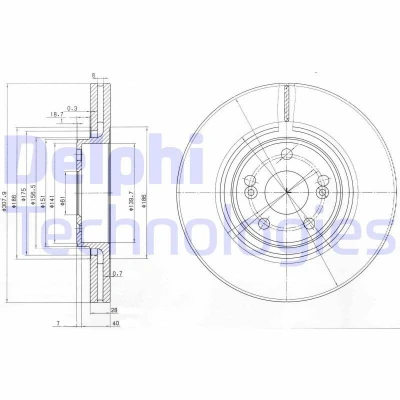 Billede af DELPHI BG9016 Bremseskiver 308 28 5 ventileret olieret ubehandlet uden hjullejer, ABS sensorring RENAULT: ESPACE 4