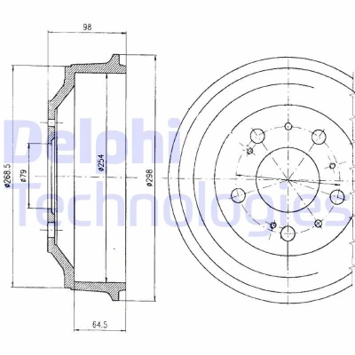 Billede af DELPHI BF327 Bremsetromler 298mm FIAT: Ducato II Ladvogn/Chassis