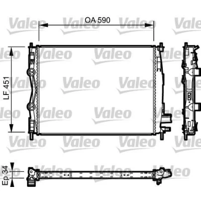 Billede af VALEO 735114 Radiator Aluminium 590 452 34 uden kølemiddelregulering Loddet køleripper NISSAN: Qashqai / Qashqai+2 I