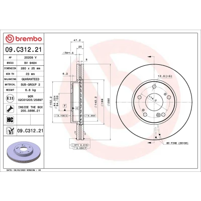Billede af Bremseskive BREMBO 09.C312.21