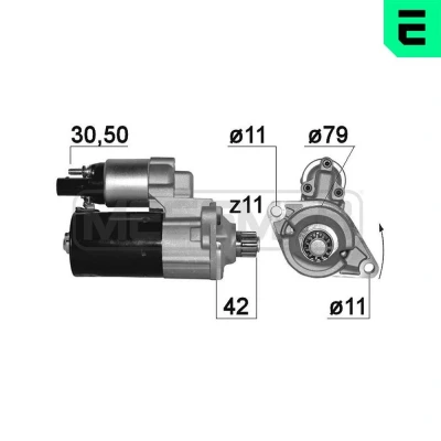 Billede af ERA 220886A Starter 12 1,1 11 VOLKSWAGEN: Multivan 5 (7HM, Sharan II, Transporter 5, SKODA: Octavia 3 Schrägheck, Superb II Stationcar