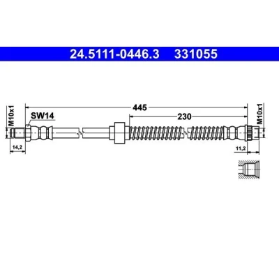 Billede af ATE 24.5111 0446.3 Bremseslange 445 M10x1 CITROËN: C3 I Hatchback