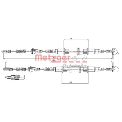 Billede af METZGER 11.5854 Håndbremsekabel bag 1273/690+1690/1092 COFLE