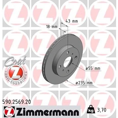 Billede af Bremseskive ZIMMERMANN 590.2569.20