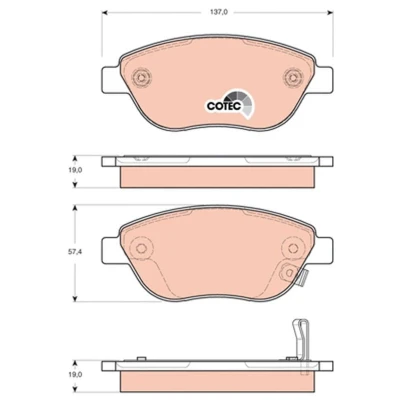 Billede af TRW COTEC GDB1701 Bremseklodser med akustisk advarsel for slid bremsecaliperskruer tilbehør OPEL: Corsa D Hatchback, FIAT: 500L