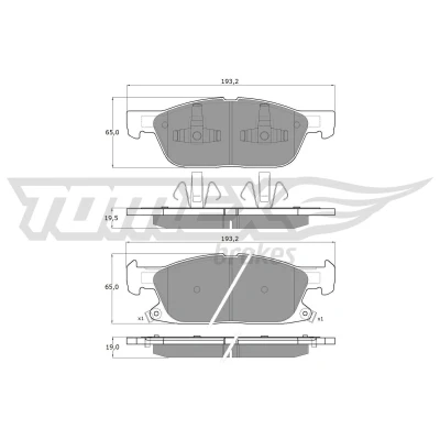 Billede af TOMEX brakes TX 18 39 Bremseklodser foraksel med akustisk advarsel for slid FORD: S Max Mk2, Focus Mk4 Turnier, Kuga Mk3