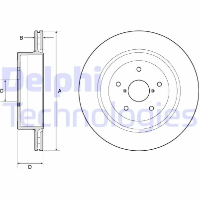 Billede af DELPHI BG4775C Bremseskiver 316 20 5 ventileret coatet ubehandlet uden hjullejer, ABS sensorring SUBARU: Impreza II Sedan
