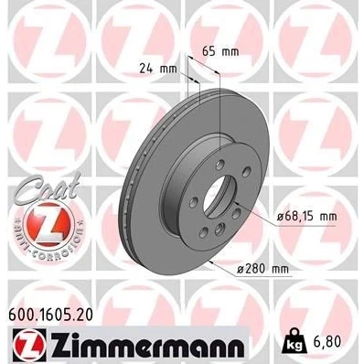 Billede af Bremseskive ZIMMERMANN 600.1605.20