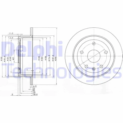 Billede af DELPHI BG3554 Bremseskiver 258 10 5 fuldstændigt olieret ubehandlet uden hjullejer, ABS sensorring