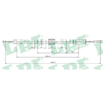 Billede af LPR C1654B Håndbremsekabel 1706/1447 Skivebremse MERCEDES BENZ: Sprinter 3.5 T Bus