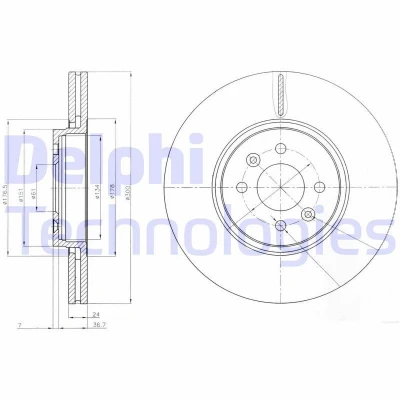 Billede af DELPHI BG3929 Bremseskiver 300 24 4 ventileret olieret ubehandlet uden hjullejer, ABS sensorring RENAULT: MEGANE 2 Kombi, 2, SCENIC