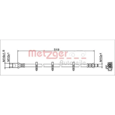 Billede af METZGER 4112047 Bremseslange Bagaksel venstre, højre 519 M10x1