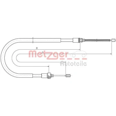 Billede af METZGER 10.6033 Håndbremsekabel bagved til venstre, højre, højre 1638/1303 Tromlebremse COFLE PEUGEOT: 206 Hatchback, SW