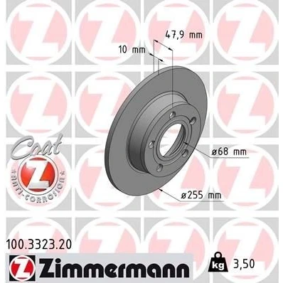 Billede af ZIMMERMANN COAT Z 100.3323.20 Bremseskiver 255 10 5/5 5 112 fuldstændigt coatet AUDI: A6 C5 Avant, Sedan