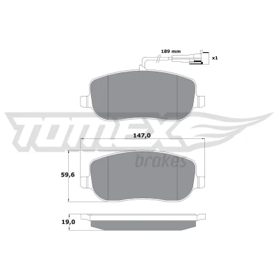 Billede af TOMEX brakes TX 13 341 Bremseklodser foraksel Inkl. slidadvarselskontakt FIAT: Croma II Stationcar