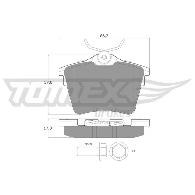 Billede af TOMEX brakes TX 14 69 Bremseklodser bagaksel Ikke forberedt til slidindikator med bremsecaliperskruer PEUGEOT: 407 SW, Sedan, 607 Sedan