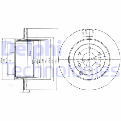 Billede af DELPHI BG4174 Bremseskiver 308 18 6 ventileret olieret ubehandlet uden hjullejer, ABS sensorring