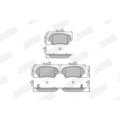 Billede af JURID 573770J Bremseklodser med akustisk advarsel for slid uden tilbehør NISSAN: MICRA 4, 5, Note II Hatchback