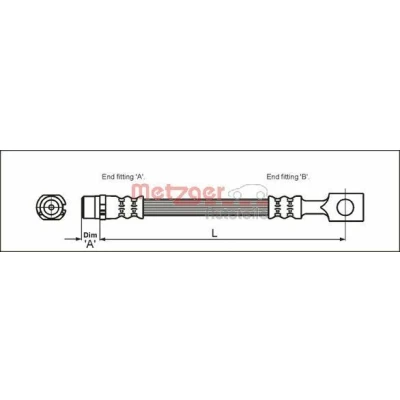 Billede af METZGER 4112818 Bremseslange 200 OPEL: Astra G CC, Zafira A