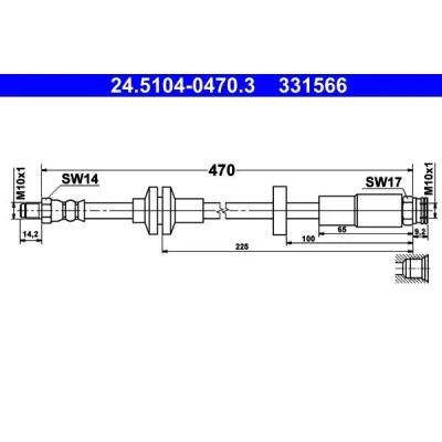 Billede af ATE 24.5104 0470.3 Bremseslange 470 M10x1
