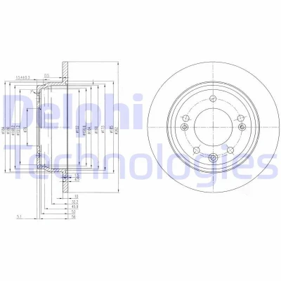 Billede af DELPHI BG4082C Bremseskiver 262 10 5 fuldstændigt coatet ubehandlet uden hjullejer, ABS sensorring HYUNDAI: i30 I Hatchback, Tucson
