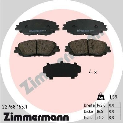 Billede af ZIMMERMANN 22768.165.1 Bremseklodser Billede svarer til leveringsomfang TOYOTA: Camry VIII Sedan