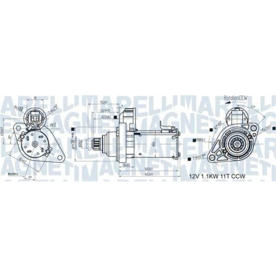 Billede af MAGNETI MARELLI 063721533010 Starter 12 1,1 11 SKODA: Octavia 2 Combi, II Hatchback, 3 Schrägheck, VOLKSWAGEN: Touran II, I
