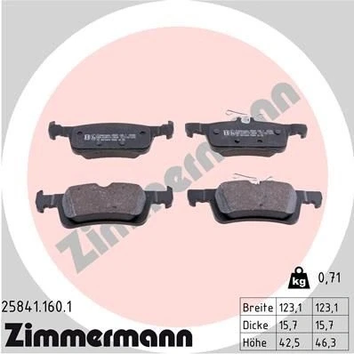Billede af ZIMMERMANN 25841.160.1 Bremseklodser Billede svarer til leveringsomfang PEUGEOT: 308 SW 2, II Hatchback