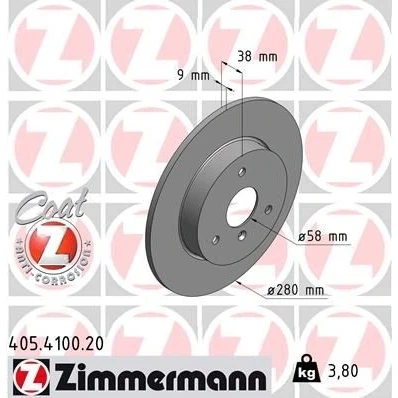 Billede af ZIMMERMANN COAT Z 405.4100.20 Bremseskiver 280 9 4/3 3 112 fuldstændigt coatet højkarboniseret SMART: City Coupe