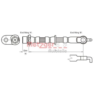 Billede af METZGER 4110002 Bremseslange 527 F10x1 TOYOTA: Yaris I Hatchback