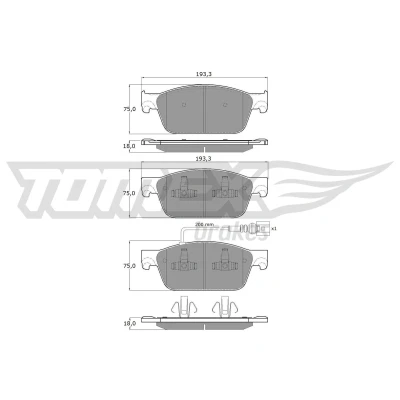 Billede af TOMEX brakes TX 16 46 Bremseklodser foraksel Inkl. slidadvarselskontakt VOLKSWAGEN: Multivan 5 (7HM, Transporter 5, 6