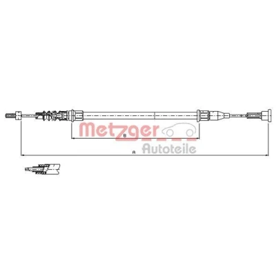 Billede af METZGER 11.5761 Håndbremsekabel bagved til højre 1143/370 Skivebremse COFLE OPEL: Corsa C Hatchback