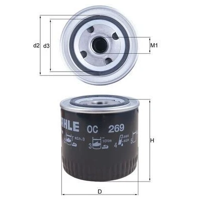 Billede af MAHLE ORIGINAL OC 269 Oliefilter Påskruet filter HONDA: CIVIC 6 Hatchback, Fastback, ROVER: Montego Sedan