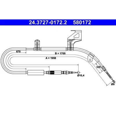 Billede af ATE 24.3727 0172.2 Håndbremsekabel 1958 AUDI: A6 C5 Sedan