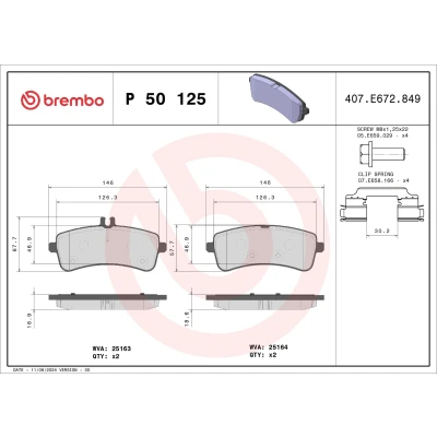 Billede af BREMBO P 50 125 Bremseklodser Forberedt til slidindikator med bremsecaliperskruer tilbehør MERCEDES BENZ: S klasse Sedan