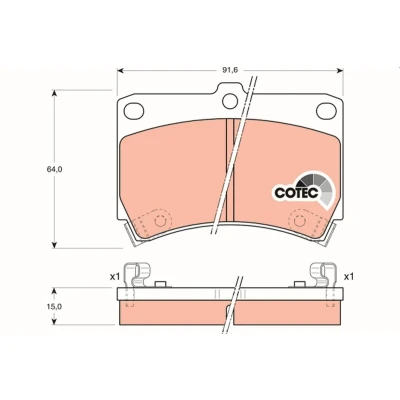 Billede af TRW COTEC GDB1024 Bremseklodser med akustisk advarsel for slid MAZDA: MX 3, FAMILIA 4, 5
