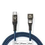Billede af USB kabel 2.0 Apple Lightning 8 pin Type C Han 480 Mbps 60 W Nikkelplateret 1.00 m Runde Flettet / Nylon Blå Sort Cover Window Box