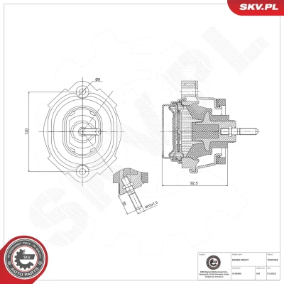 Billede af ESEN SKV 75SKV056 Motorophæng foran Hydroleje Aluminium, Gummi 93mm BMW: X5 (E53) 3.0 i 2000 2006