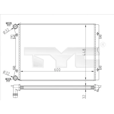 Billede af TYC 737 0067 R Radiator 600 448 32 manuelt gear Mekanisk fuget køleripper