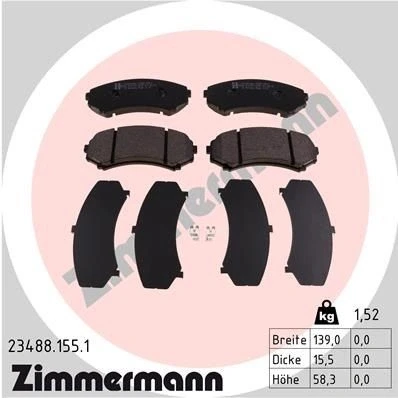 Billede af ZIMMERMANN 23488.155.1 Bremseklodser med akustisk advarsel for slid Billede svarer til leveringsomfang MITSUBISHI: Grandis, PAJERO 4