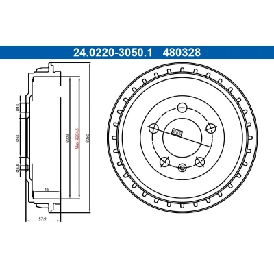 Billede af ATE 24.0220 3050.1 Bremsetromler 250,0mm