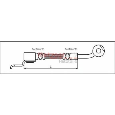Billede af METZGER 4113523 Bremseslange 410 3/8&quot; 24 JEEP: Grand Cherokee I, WRANGLER 2
