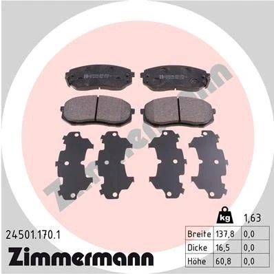 Billede af ZIMMERMANN 24501.170.1 Bremseklodser med akustisk advarsel for slid Billede svarer til leveringsomfang KIA: Sportage III, Optima / K5 Sedan
