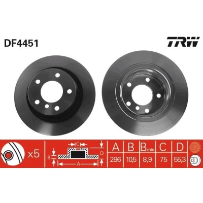 Billede af TRW DF4451 Bremseskiver 296 10,5 5 120 fuldstændigt lakeret BMW: 3 Sedan, 1 Hatchback, Coupe