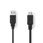 Billede af USB kabel 2.0 A han Micro 480 Mbps Nikkelplateret 2.00 m Runde PVC Sort Plastikpose