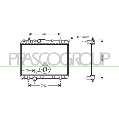 Billede af PRASCO PG009R015 Radiator Aluminium 380 563 34 med lynkobling Mekanisk fuget køleripper PEUGEOT: 206 Hatchback