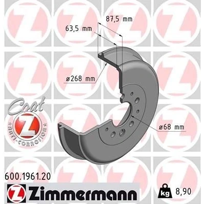 Billede af ZIMMERMANN COAT Z 600.1961.20 Bremsetromler 311 VOLKSWAGEN: Transporter 4
